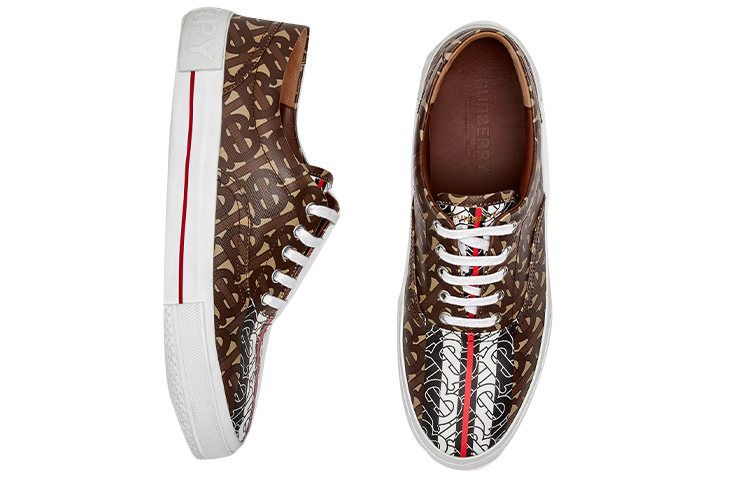 (W) Burberry Logo Monogram Stripe Print E Canvas Shoes 'Brown' 圖 4