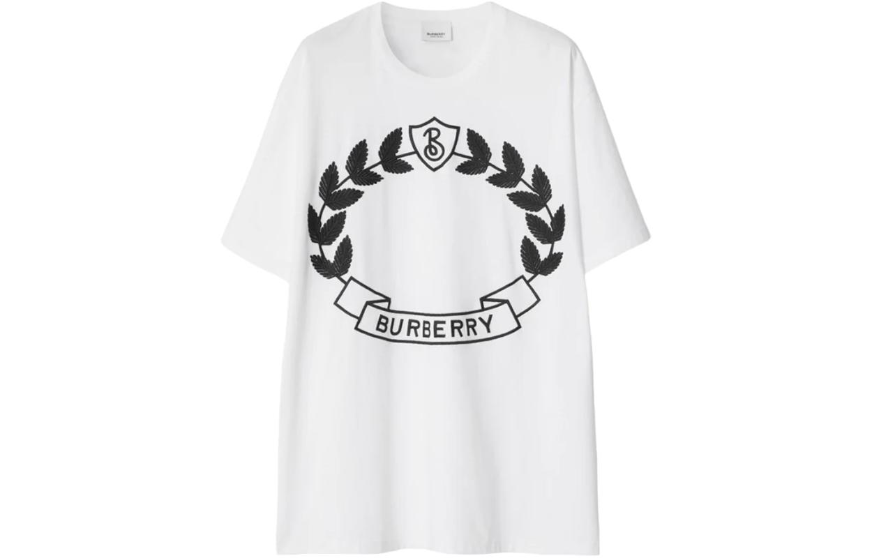 (Women) Burberry Logo Oak Leaf Emblem Print Oversized Tee FW22 Women White T-Shirt. 80669401