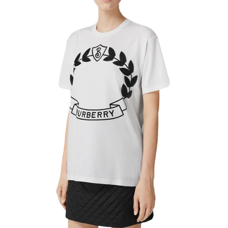 (Women) Burberry Logo Oak Leaf Emblem Print Oversized Tee FW22 Women White T-Shirt. 80669401 圖 3