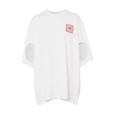 (Women) Burberry Logo Patch Short Sleeve Cutout Shoulder T-Shirt for Women 45640821