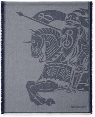 (W) 博柏利标志图案羊毛围巾 蓝灰色 80832961 Order (W) 博柏利标志图案羊毛围巾 蓝灰色 80832961