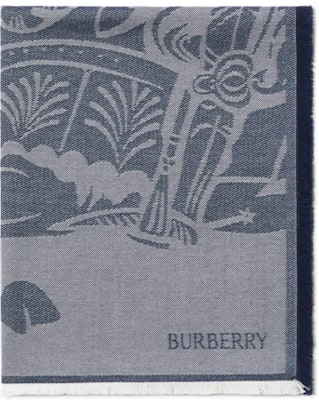 (W) 博柏利标志图案羊毛围巾 蓝灰色 80832961 Shop (W) 博柏利标志图案羊毛围巾 蓝灰色 80832961