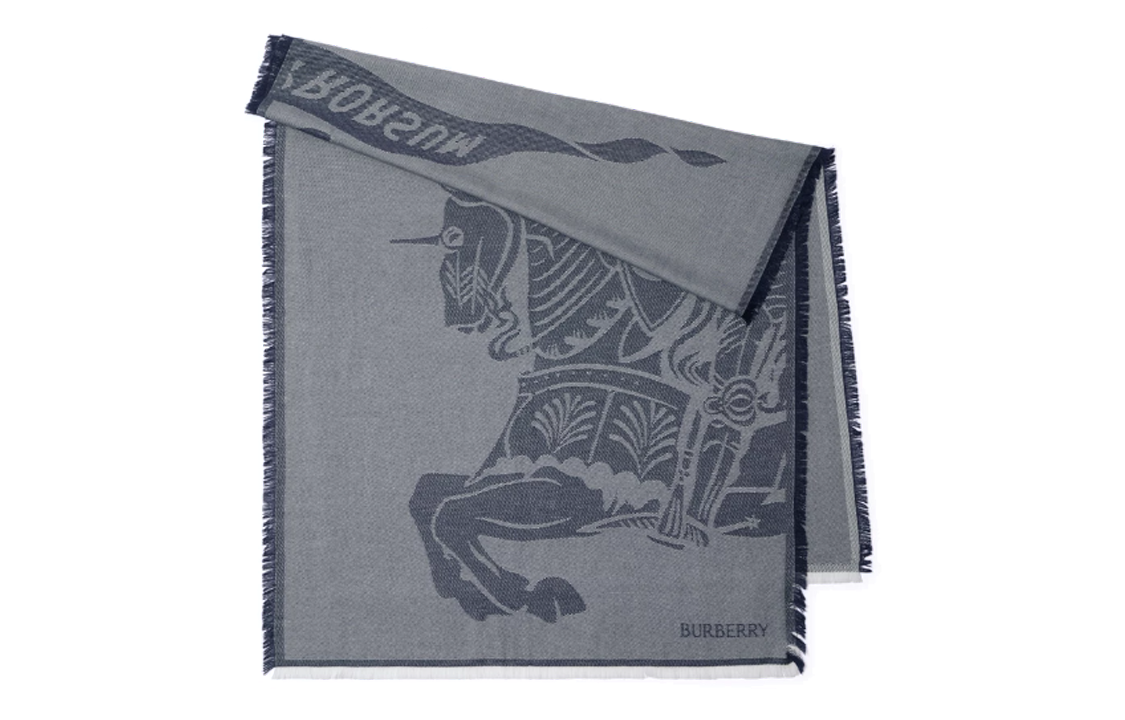 Purchase (W) 博柏利标志图案羊毛围巾 蓝灰色 80832961