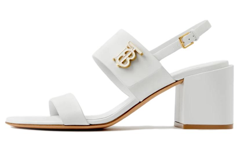 (Women) Burberry Logo Plaque Block-Heel Buckle Slide 'White' 80724901