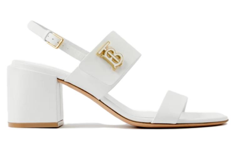 Order (Women) Burberry Logo Plaque Block-Heel Buckle Slide 'White' 80724901