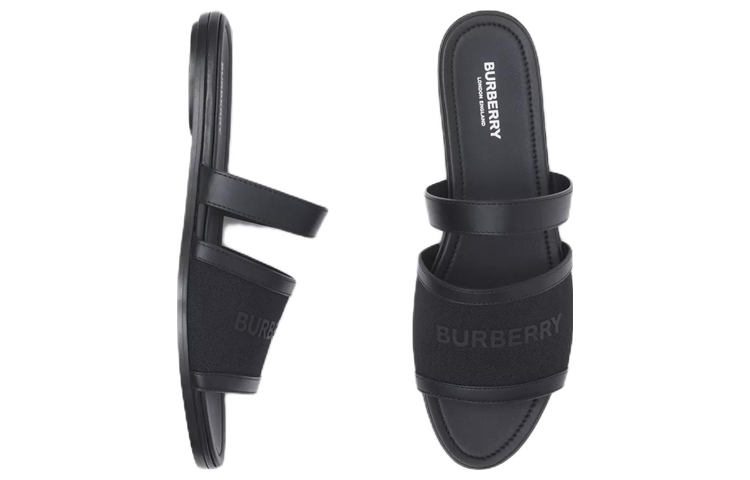 (W) Burberry Logo Print Canvas and Leather Sandal 'Black' 圖 3