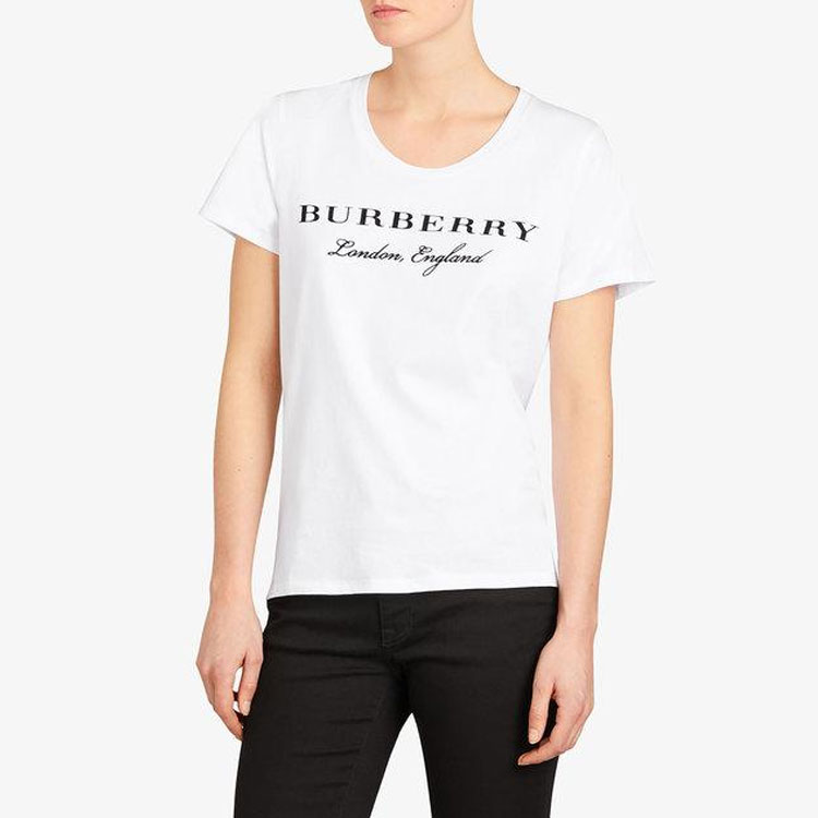 (Women) Burberry Logo Print Crew Neck Regular Fit White T-Shirt 40612471 圖 5