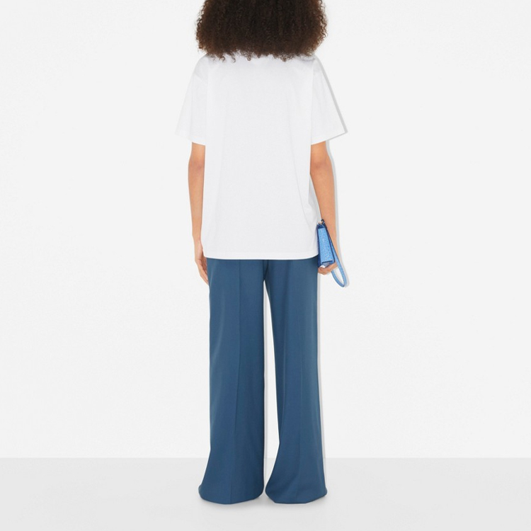 (Women) Burberry Logo Print Crewneck Oversized T-Shirt White  SS23 Drop Shoulder. 80696121 圖 4