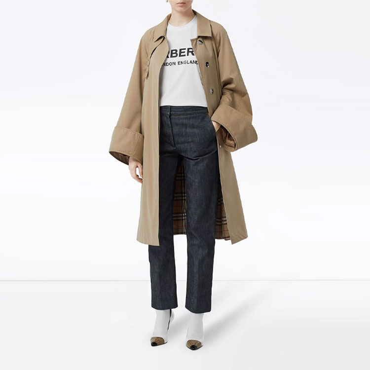 Lookbook (W) 博柏利标志印花白色圆领T恤 80125601