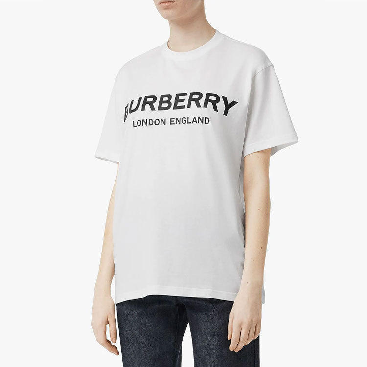 Shop (W) 博柏利标志印花白色圆领T恤 80125601