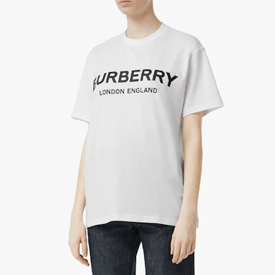 (W) 博柏利标志印花白色圆领T恤 80125601 Shop (W) 博柏利标志印花白色圆领T恤 80125601