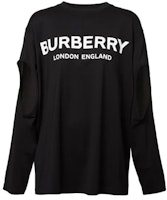 (Women) Burberry Logo Print Cut-Out Loose Long Sleeve Drop-Shoulder Tee Black 80256631 (Women) Burberry Logo Print Cut-Out Loose Long Sleeve Drop-Shoulder Tee Black 80256631