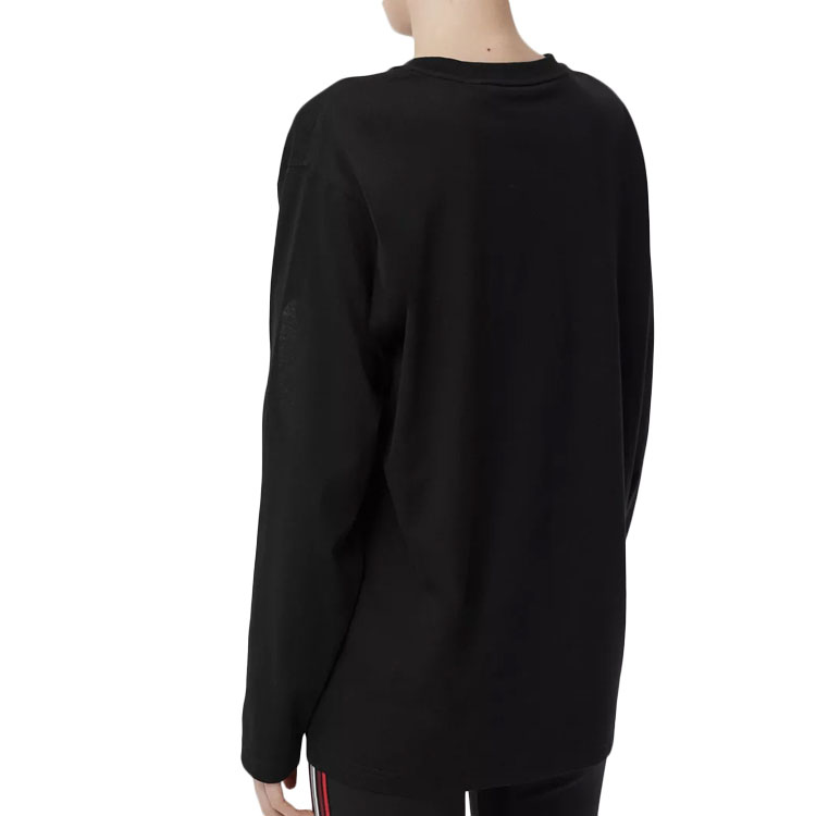 Shop (W) 博柏利标志印花镂空宽松落肩长袖T恤黑色 80256631