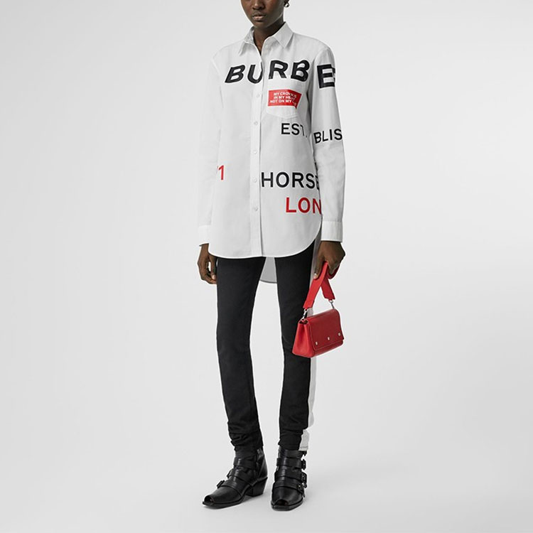 (Women) Burberry Logo Print Long Sleeve Casual Shirt - White. 80156371 圖 6