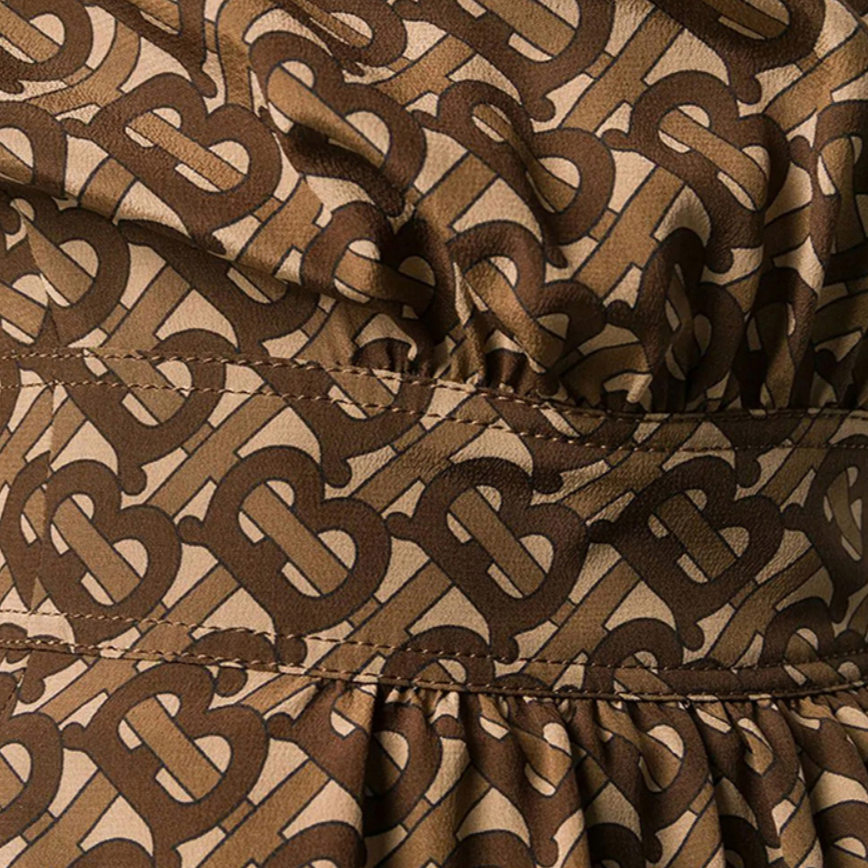 (Women) Burberry Logo Print Pleated Detail Short Sleeve Shirt Brown. 80241001 圖 6