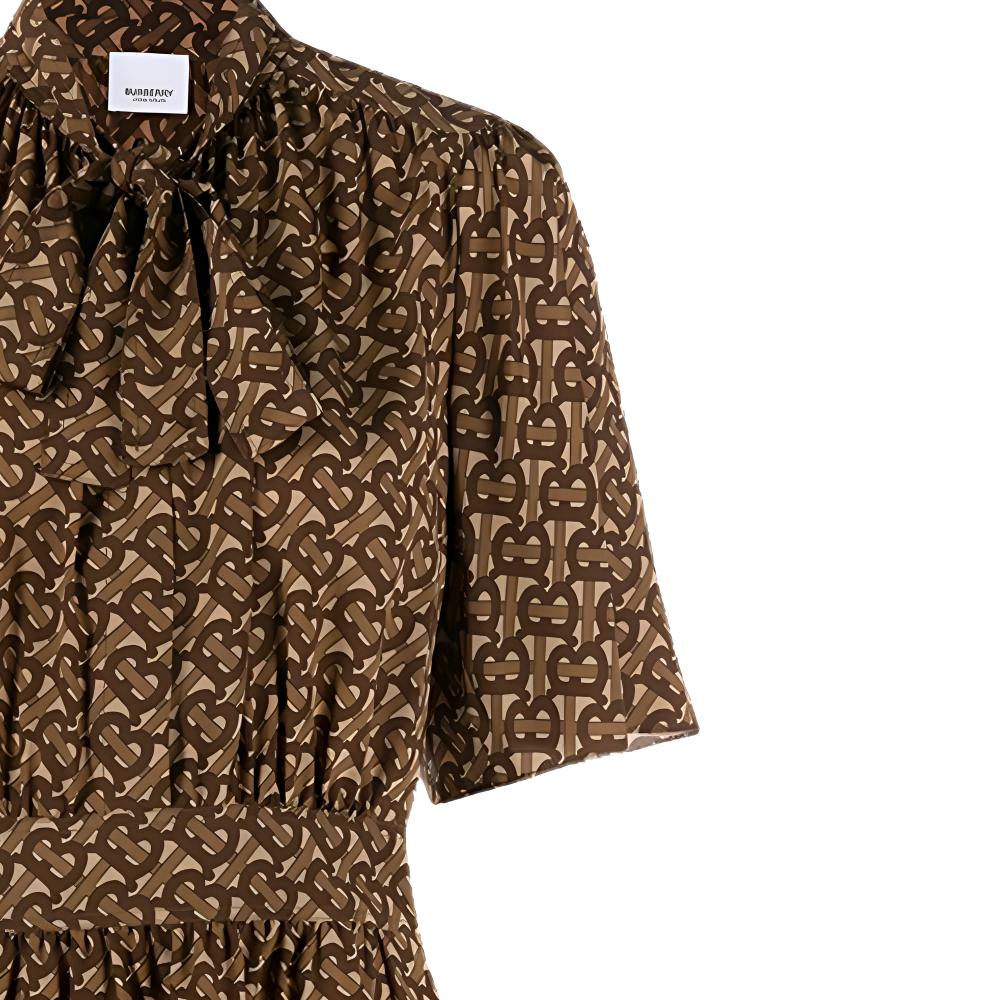 (Women) Burberry Logo Print Pleated Detail Short Sleeve Shirt Brown. 80241001 圖 7