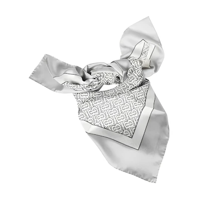 (Women) Burberry Logo Print Silk Scarf Grey 80272661