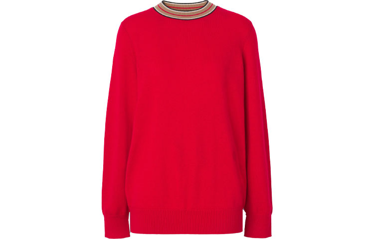 (Women) Burberry Logo Print Striped Cashmere Sweater in Bright Red. 80488321 圖 2
