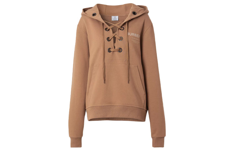 (Women) Burberry Logo Print Tie Hoodie Camel Color. 80386901 圖 2