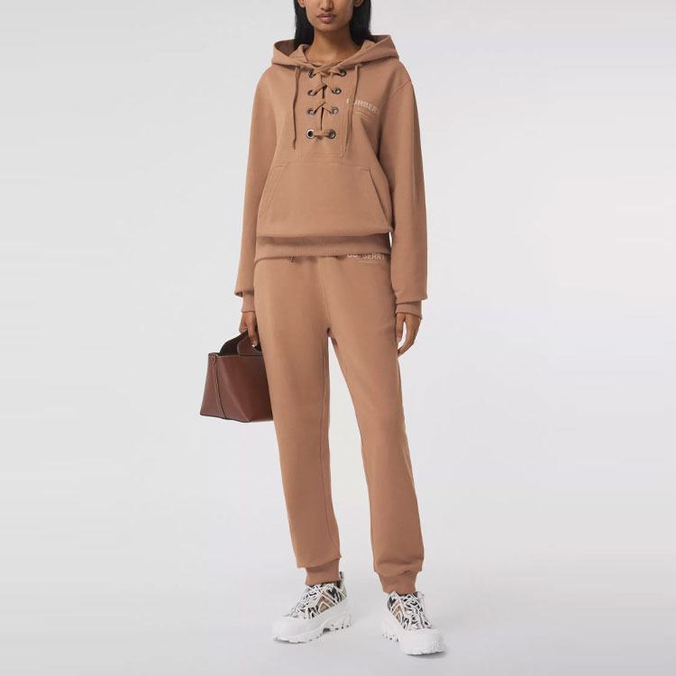 (Women) Burberry Logo Print Tie Hoodie Camel Color. 80386901 圖 3