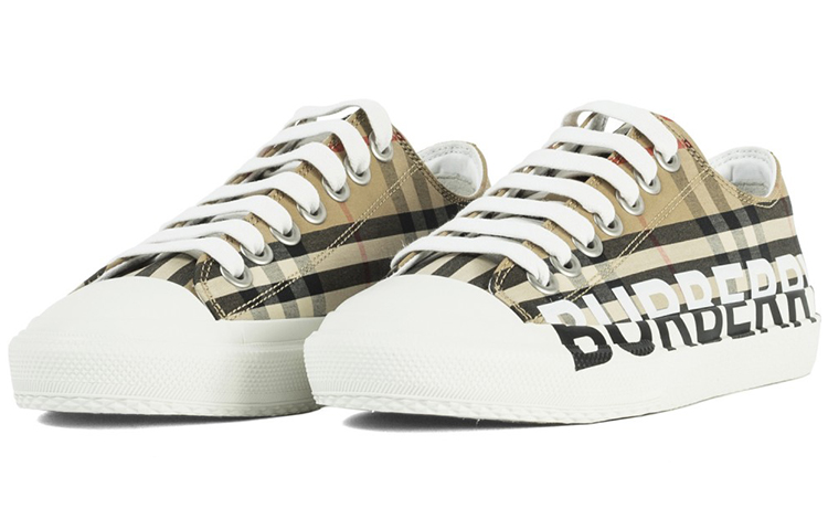 Shop (W) Sneakers Kotak Klasik Logo Burberry Warna Beige Arsip 8024301
