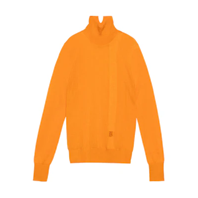 (Women) Burberry Logo Turtleneck Fitted Cashmere Sweater - Orange 80433811