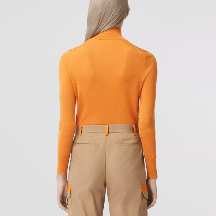 Purchase (W) Burberry 標誌高領修身羊絨毛衣 - 橙色 80433811