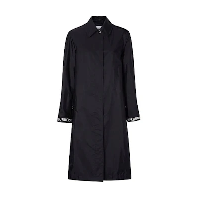 (Women) Burberry Long Black Trench Coat with Logo Details 80158951
