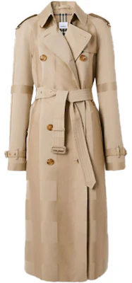 (Women) Burberry Long Gabardine Trench Coat in Honey Check Pattern. 80406641 Order (Women) Burberry Long Gabardine Trench Coat in Honey Check Pattern. 80406641