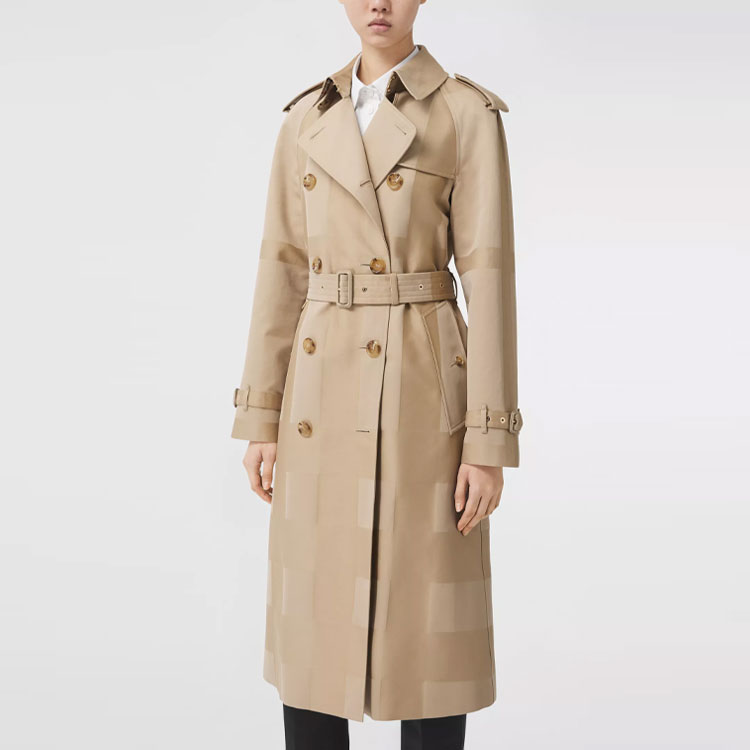 (Women) Burberry Long Gabardine Trench Coat in Honey Check Pattern. 80406641 圖 4