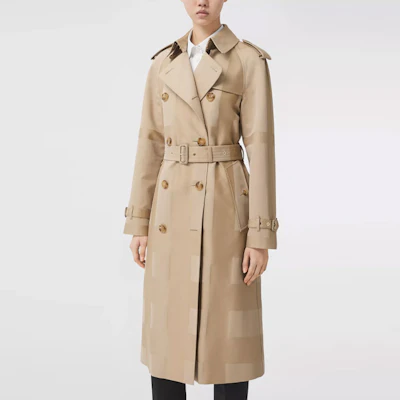 (Women) Burberry Long Gabardine Trench Coat in Honey Check Pattern. 80406641 Shop (Women) Burberry Long Gabardine Trench Coat in Honey Check Pattern. 80406641