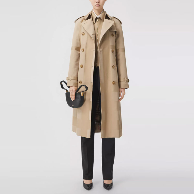 (Women) Burberry Long Gabardine Trench Coat in Honey Check Pattern. 80406641 圖 6