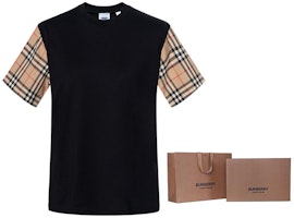 (W) 버버리 루즈핏 체크 크루넥 드롭숄더 티셔츠 블랙 80430571 1