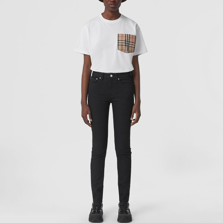 (Women) Burberry Loose Fit Check Pocket Cotton T-Shirt White Summer Essential. 80433861 圖 7