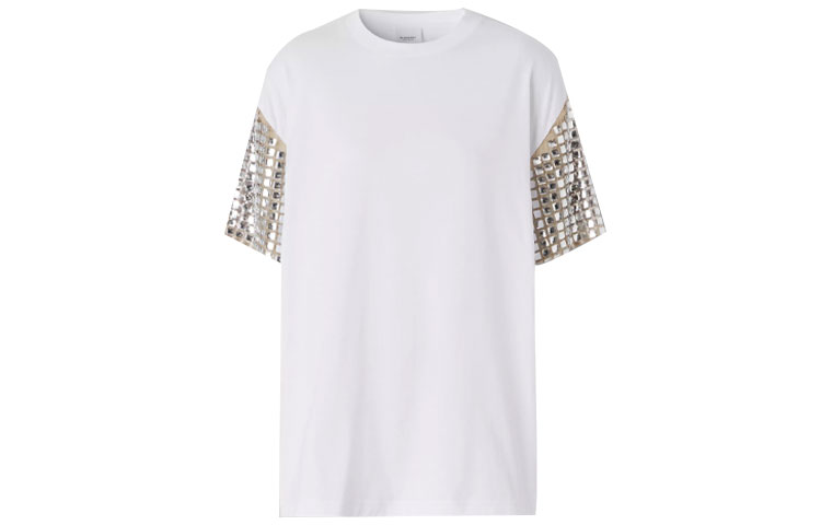 (Women) Burberry Loose Fit Drop Shoulder T-Shirt with Crystal Sleeve Detail. 80407881 圖 2