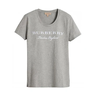 (Women) Burberry Loose Fit Logo Print T-Shirt Grey 4057046