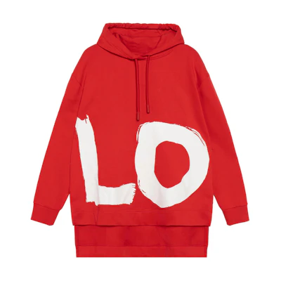 (Women) Burberry Love Print Oversized Hoodie Bright Red 80381291