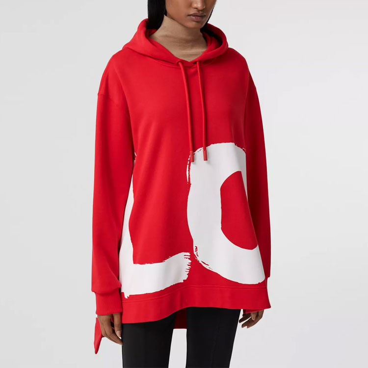 (Women) Burberry Love Print Oversized Hoodie Bright Red 80381291 圖 4