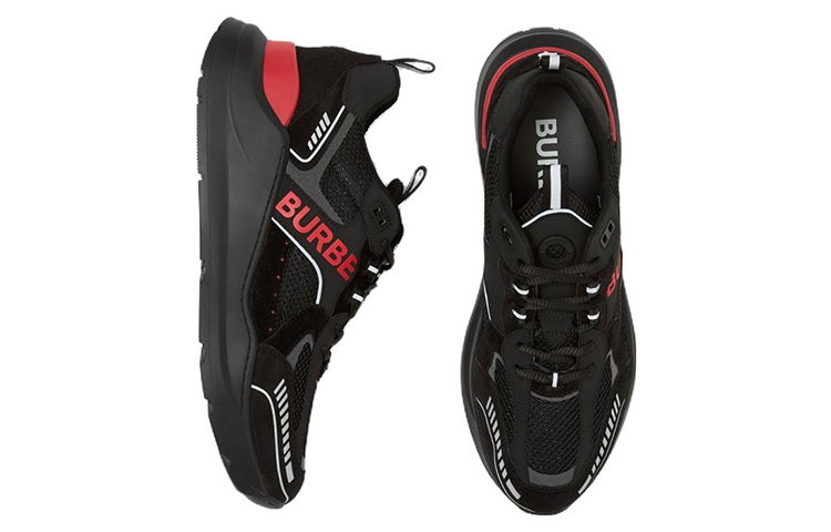 Shop (W) Burberry Kasut Lari Low-Top 'Hitam Merah' 80613551