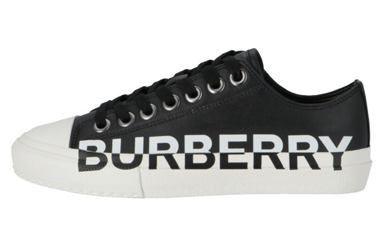 (Women) Burberry Logo Print Two Toned Sneakers 'Black Cotton White Sole' 80193261