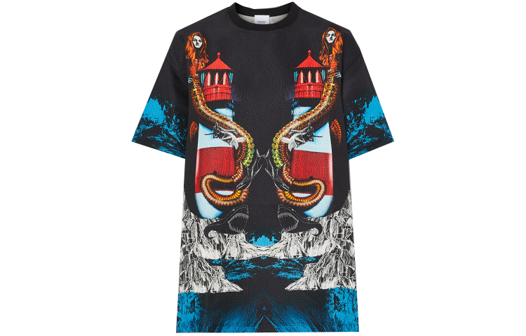 (Women) Burberry Mermaid Print Silk-Blend T-Shirt 45679711