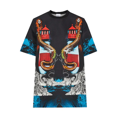 (Women) Burberry Mermaid Print Silk-Blend T-Shirt 45679711