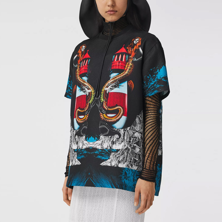 (Women) Burberry Mermaid Print Silk-Blend T-Shirt 45679711 圖 3