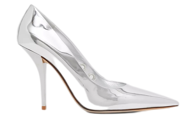 (W) Burberry Metallic Leather Pointed-Toe High Heels 'Silver' 圖 2