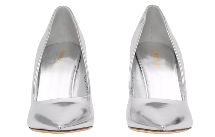 (W) Burberry Metallic Leather Pointed-Toe High Heels 'Silver' 圖 3
