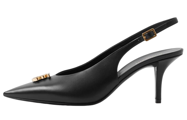 (W) Burberry Monogram 'Black Logo Buckle Stiletto'