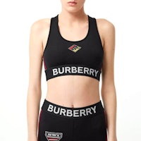 Lookbook (W) Burberry 雙字母徽標女士運動內衣 - 黑色 80246591