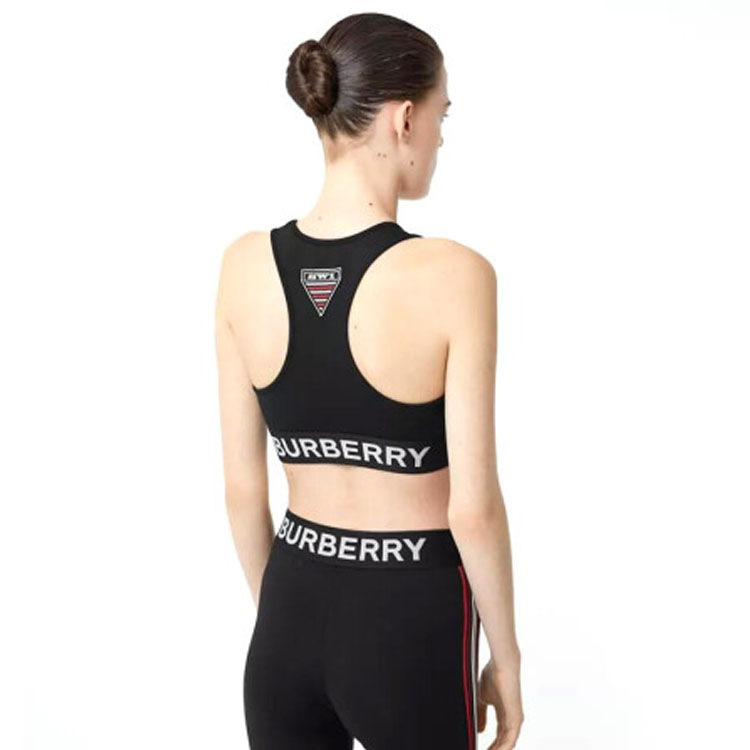 Shop (Women) Burberry Monogram Bandeau Sports Bra for Women - Black 80246591