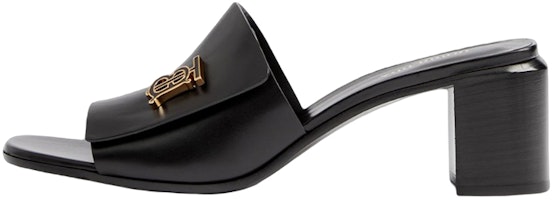 (Women) Burberry Monogram Calfskin Sandal 'Black Logo Block Heel' 80648471 (Women) Burberry Monogram Calfskin Sandal 'Black Logo Block Heel' 80648471