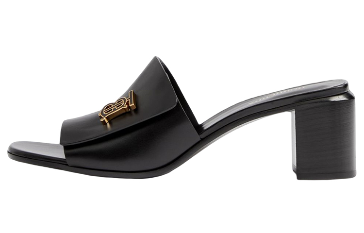 (Women) Burberry Monogram Calfskin Sandal 'Black Logo Block Heel' 80648471